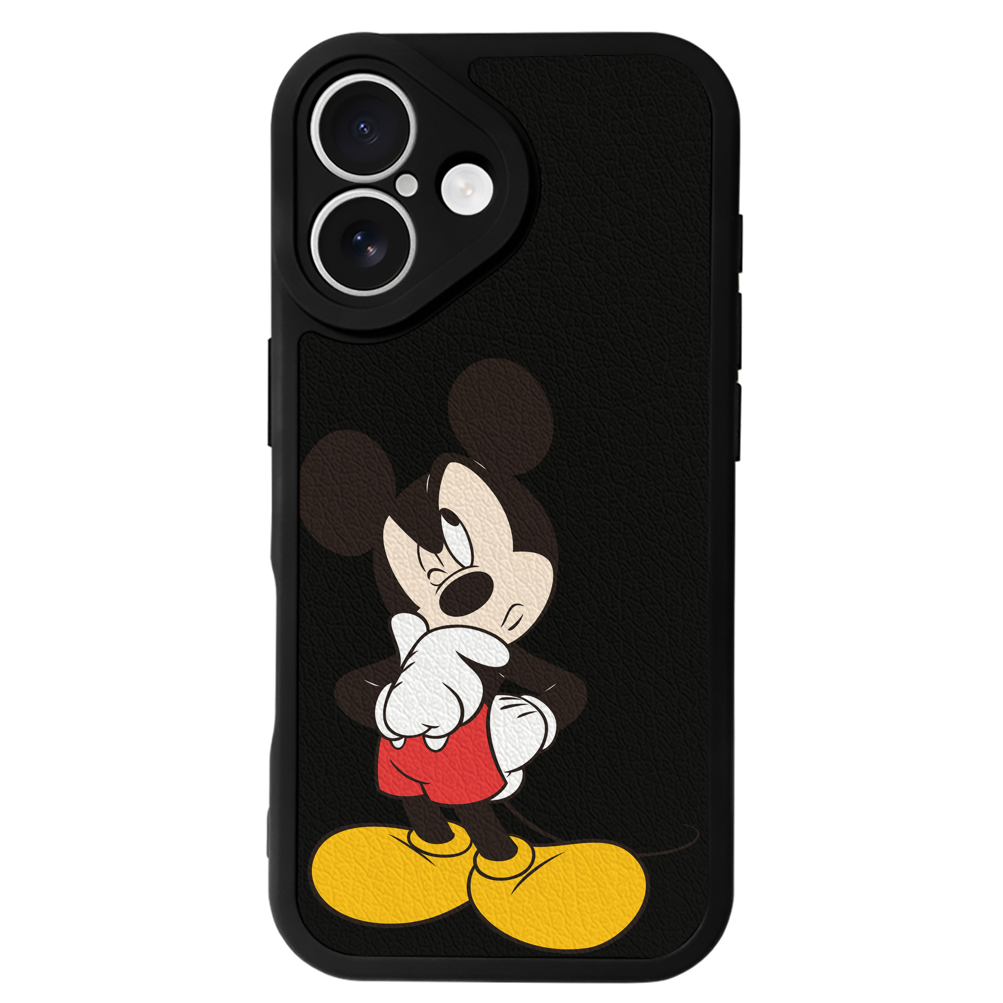 （画像用） ミッキーマウス Mickey Mouse 【iPhone 16シリーズ対応】シリコンスマホケース（レザー調） 材質：シリコン